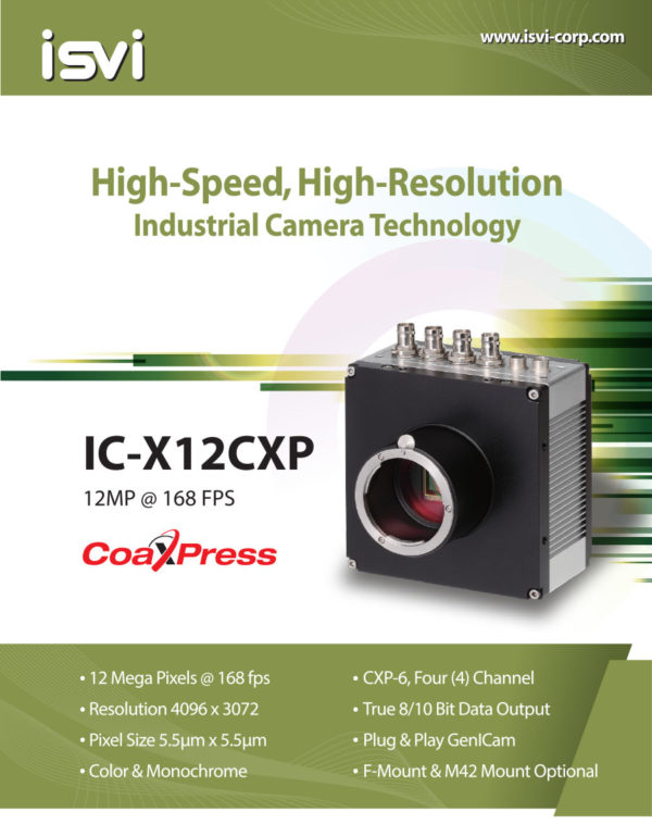 ISVI 12MP @ 168fps Color CoaXPress Camera   IC-C12CXP